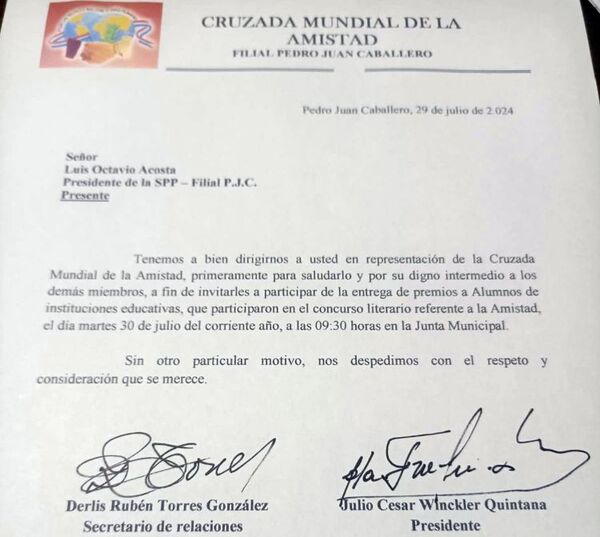 Invitación a la Premiación del Concurso Literario del Día de la Amistad
