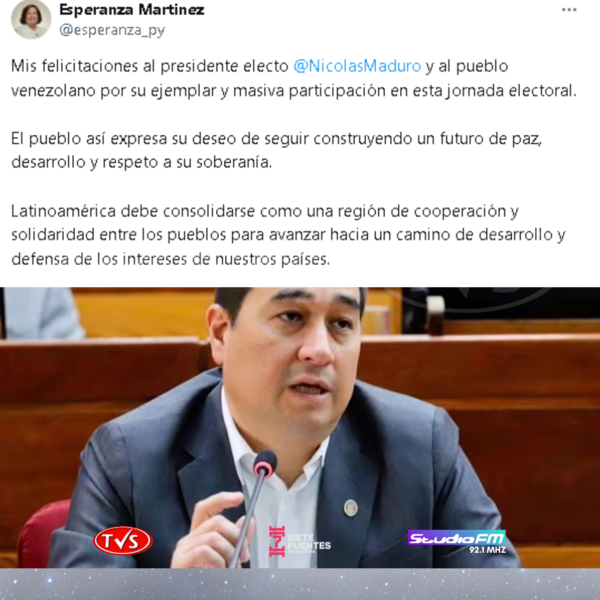 NAKAYAMA RENUNCIA AL BLOQUE DEMOCRÁTICO TRAS FELICITACIONES DE ESPERANZA MARTÍNEZ A MADURO - TVS