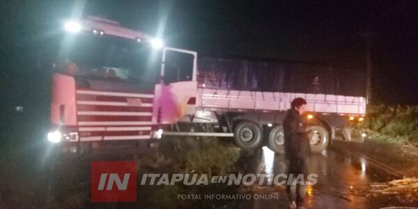 CONDUCÍA UN TRACTOCAMIÓN BAJO LOS EFECTOS DEL ALCOHOL Y PERDIÓ EL CONTROL - Itapúa Noticias