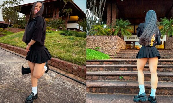 [GALERÍA] Novia de pelotero aborigen pela cuerazo con look colegiala