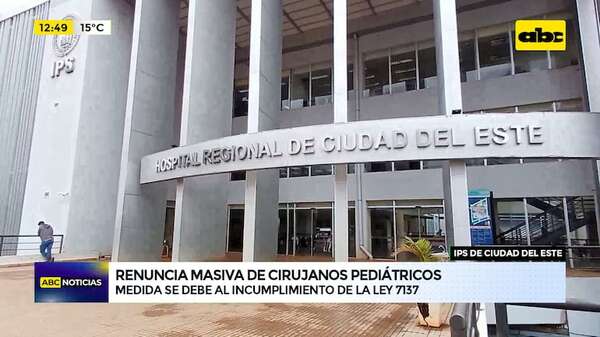 Video: renuncia masiva de cirujanos pediátricos de IPS de Ciudad del Este - ABC Noticias - ABC Color