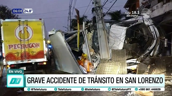 Terrible triple choque en San Lorenzo dejó múltiples destrozos - Noticias Paraguay
