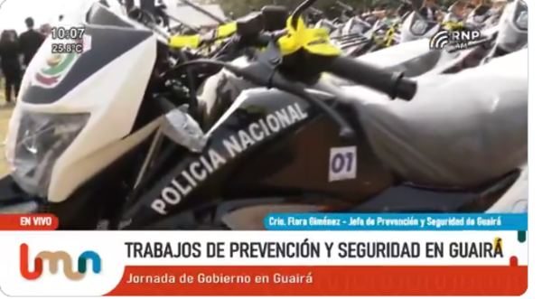 Gobernación de Guairá entrega 25 motocicletas a la Policía para tareas preventivas