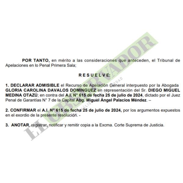 Ratifican prisión del secretario de “Cucho” Cabaña