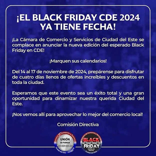 Black Friday CDE 2024 ya tiene fecha marcada: será del 14 al 17 de noviembre | DIARIO PRIMERA PLANA