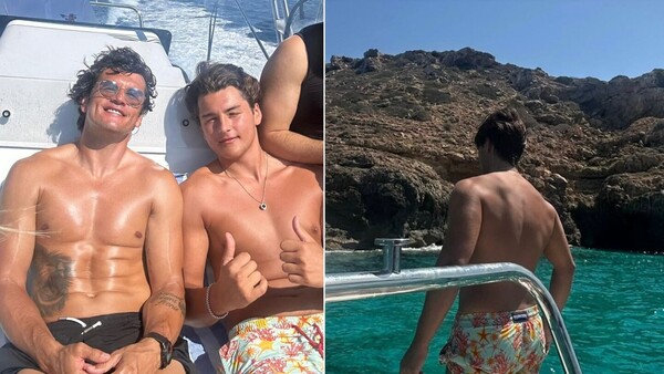 Nelson Haedo Valdez y su hijo pelaron sus abdominales en la playa
