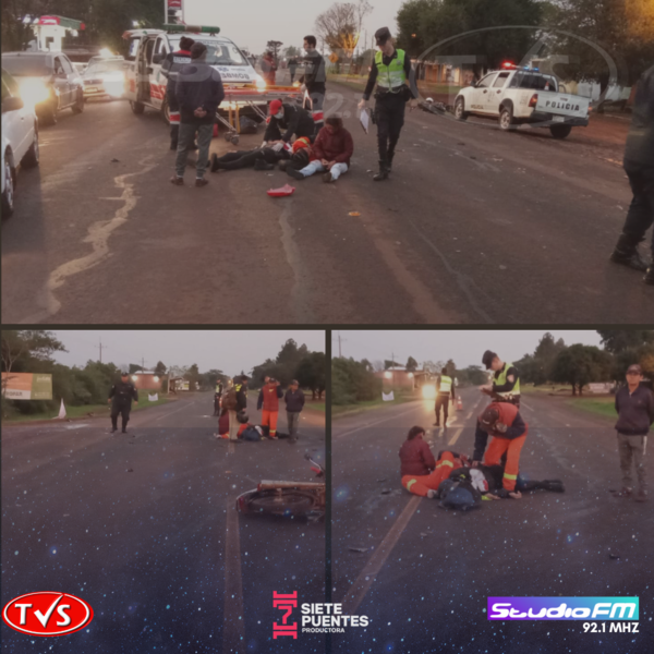 COLISIÓN ENTRE MOTOCICLISTAS EN SANTO DOMINGO DEJA TRES LESIONADOS - TVS