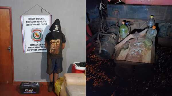 Sorprenden a hombre intentando hurtar batería de un camión en el taller de la Gobernación de Itapúa