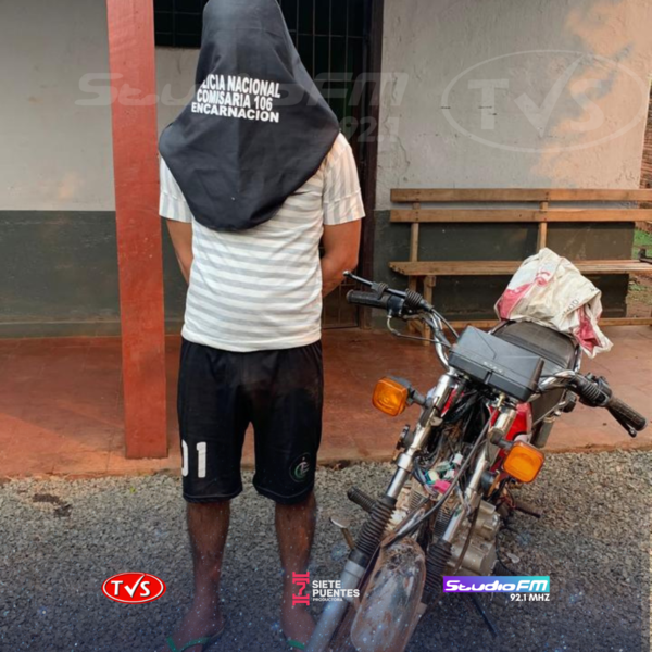 APREHENSIÓN Y RECUPERACIÓN DE MOTOCICLETA ROBADA EN EL BARRIO SAN PEDRO DE ENCARNACIÓN - TVS