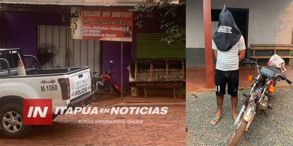 TRAS ALLANAMIENTO RECUPERAN MOTOCICLETA HURTADA EN ENCARNACIÓN - Itapúa Noticias