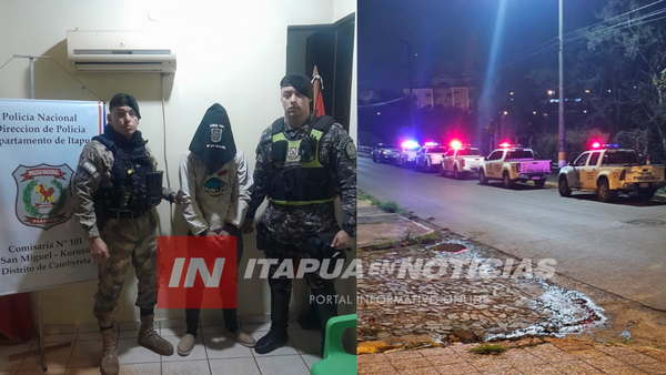 POLICÍA ATRAPÓ A SOSPECHOSO DE INTENTAR COMETER UN ROBO EN CAMBYRETÁ - Itapúa Noticias