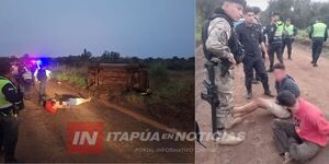 DOS APREHENDIDOS TRAS PERSECUCIÓN Y VUELCO EN CAMBYRETÁ - Itapúa Noticias