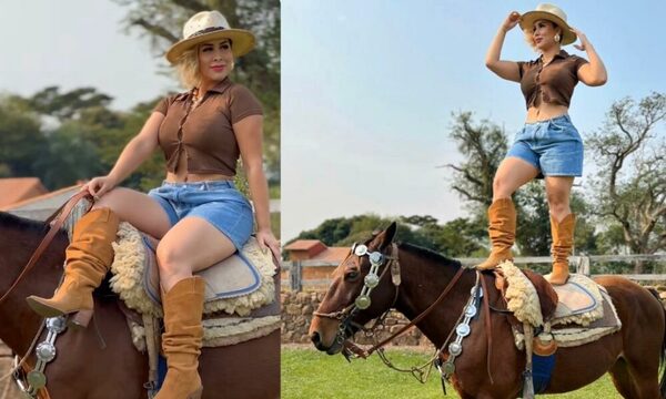 Esposa de ex-pelotero de la Albirró mostró su habilidad de jinetera