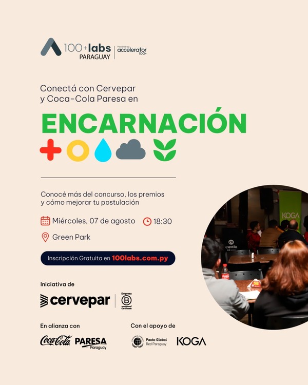 Cervepar y Coca-Cola Paresa lanzan en Encarnación 100+Labs, el concurso de innovación para emprendedores