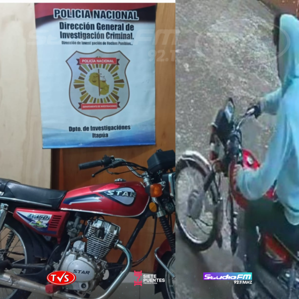 INCAUTAN MOTOCICLETA CON PARTES DE VEHÍCULO HURTADO EN ENCARNACIÓN - TVS