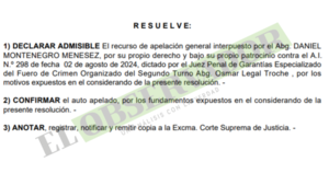 Daniel Montenegro no ha desvirtuado presupuestos y cotinuará en prisión preventiva