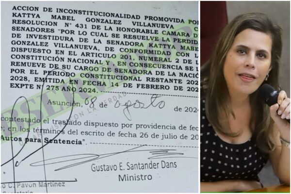 Corte llama “autos para sentencia” en la acción de Kattya contra el Senado