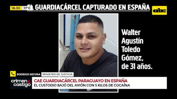 Un guardiacárcel paraguayo fue detenido en España: bajó del avión con 5 kilos de cocaína - Crimen y castigo - ABC Color