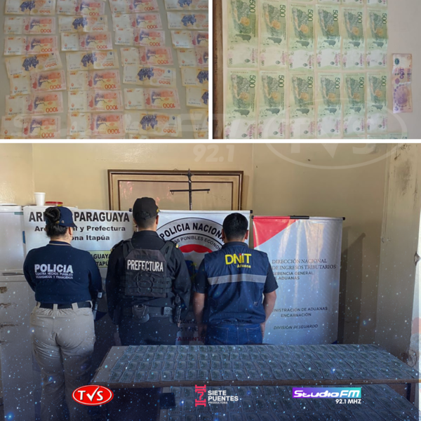 APREHENSIÓN DE CIUDADANO BOLIVIANO EN LA ADUANA DE ENCARNACIÓN CON GRAN SUMA DE DINERO EN EFECTIVO - TVS