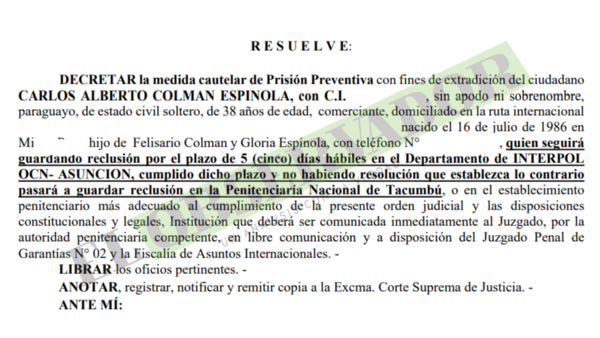 Presunto contrabandista paraguayo requerido por Brasil soportará proceso de extradición bajo prisión preventiva