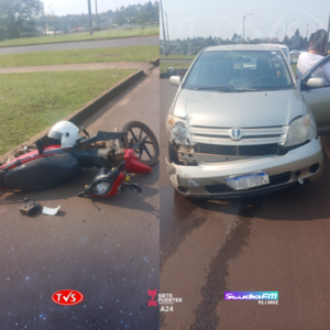 IMPACTANTE CHOQUE EN LA RUTA PY01: MOTOCICLISTA QUEDA HERIDA TRAS COLISIÓN CON AUTOMÓVIL EN ENCARNACIÓN - TVS
