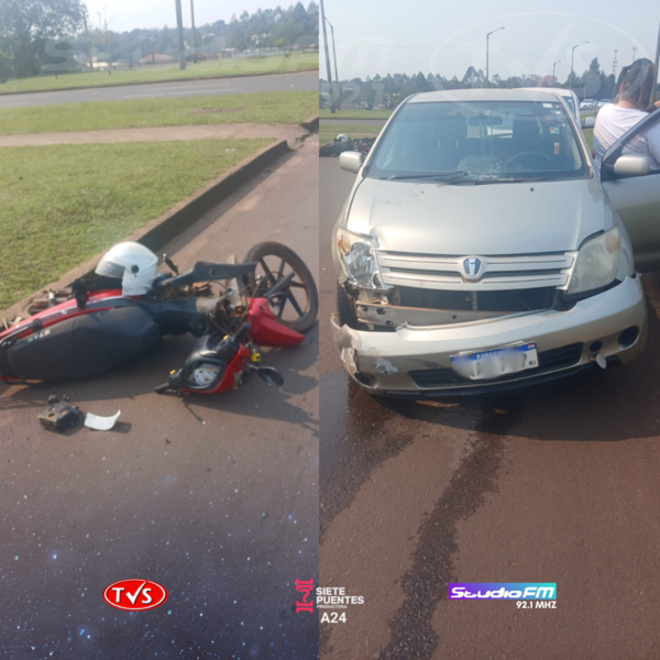 IMPACTANTE CHOQUE EN LA RUTA PY01: MOTOCICLISTA QUEDA HERIDA TRAS COLISIÓN CON AUTOMÓVIL EN ENCARNACIÓN - TVS