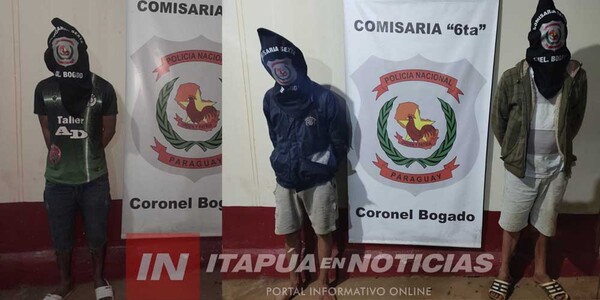 TRES DETENIDOS EN DISTINTOS OPERATIVOS REALIZADOS EN CNEL. BOGADO - Itapúa Noticias