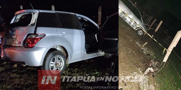COLISIÓN DE VEHÍCULO CONTRA UN POSTE DEJÓ LESIONADOS EN FRAM - Itapúa Noticias
