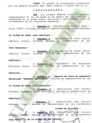 Hubo ocho allanamientos simultáneos en PJC, Asunción y San Lorenzo