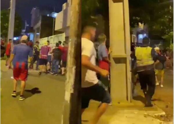 [VIDEO] Así le robaron los barra bravas su arma al policía