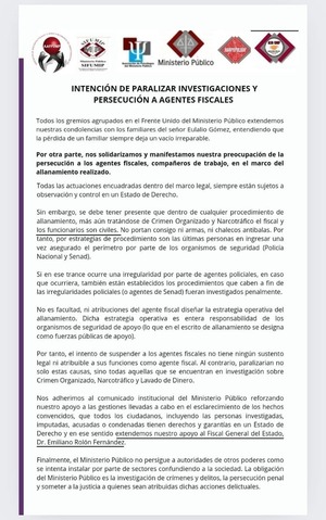 Gremios del Ministerio Público denuncian “persecución” a fiscales - ADN Digital