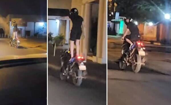 [VIDEO] ¿Ja’uta la pollo piko?: joven anda parado sobre su moto por las calles de Ciudad del Este