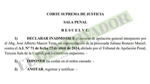 Sala Penal confirma prórroga en investigación a funcionaria procesada por presunta adulteración de expediente RGD