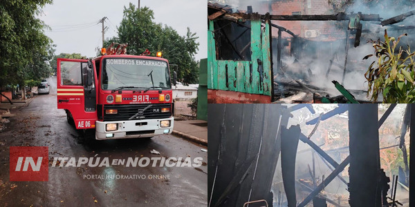 INCENDIO CONSUMIÓ POR COMPLETO UNA VIVIENDA EN ENCARNACIÓN - Itapúa Noticias