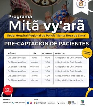 Maratón de cirugías del Programa Mitã Vy´arã beneficiará a pobladores pediátricos de Caaguazú - .::Agencia IP::.