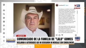 Familia de Eulalio Gomes repudia la falta de condolencias de parte de autoridades - Noticias Paraguay