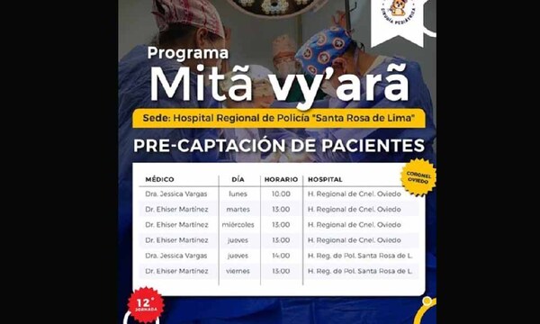 Pobladores pediátricos de Caaguazú podrán acceder a cirugías este viernes – Prensa 5