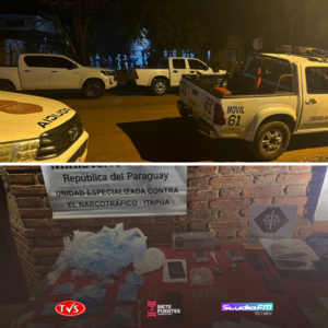 DETENCIÓN Y ALLANAMIENTO EN CORONEL BOGADO: LA POLICÍA INCAUTA ESTUPEFACIENTES Y DETIENE A PERSONA CON ORDEN DE CAPTURA - TVS