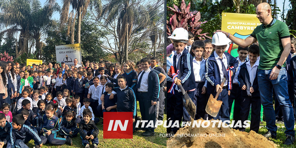 SE REALIZÓ LA PALADA INICIAL DE UN PARQUE INFANTIL EN CAMBYRETÁ CENTRO - Itapúa Noticias