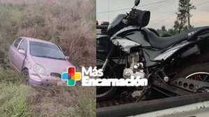 Accidente en la Ruta PY06 deja a motociclista y automovilista heridos