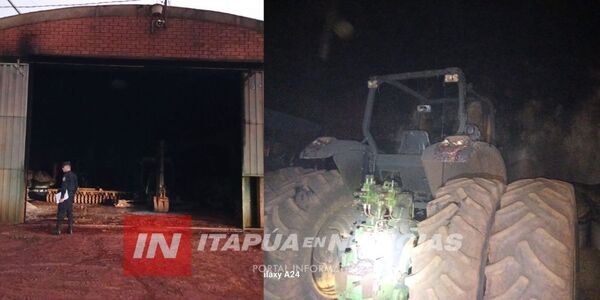 TRES TRACTORES SE INCENDIARON EN UN TINGLADO DE PIRAPÓ - Itapúa Noticias