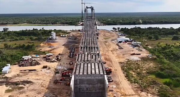 Avanza la construcción del puente Bioceánico entre Paraguay y Brasil con importantes progresos en el lado paraguayo - El Trueno