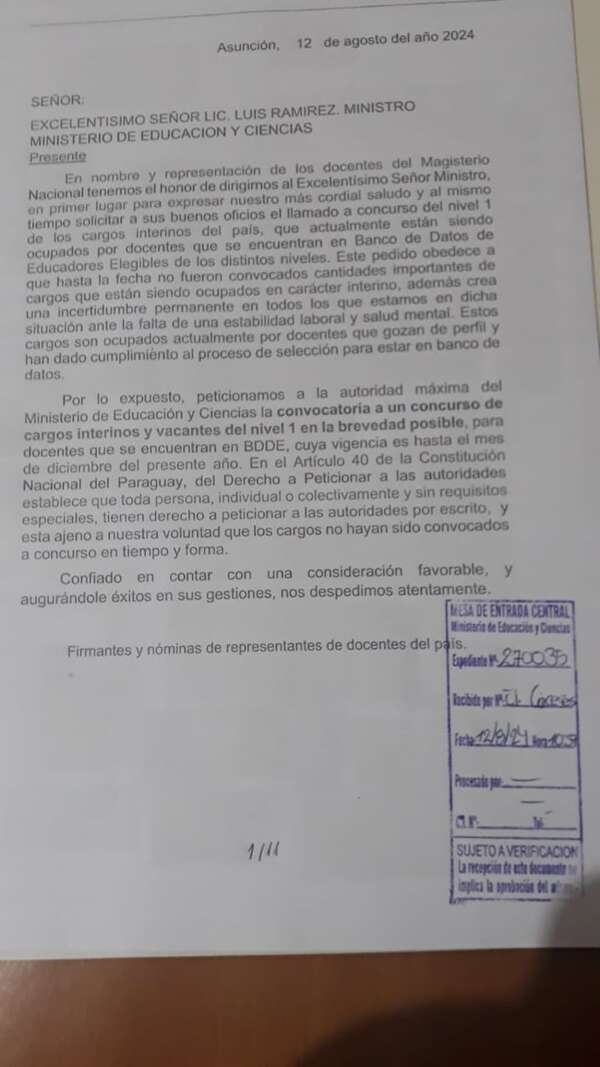 San Antonio: docentes interinos exigen nombramientos - Nacionales - ABC Color