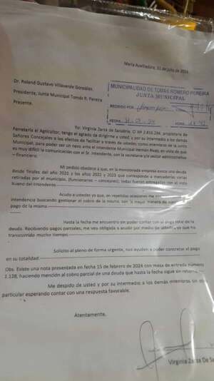 Dueña de ferretería reclama millonaria deuda a intendente de Tomás Romero Pereira, Hernán Rivas - Nacionales - ABC Color