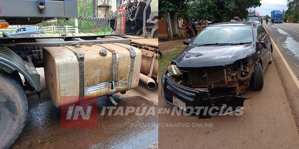 AUTOMÓVIL Y CAMIÓN COLISIONARON EN CNEL. BOGADO - Itapúa Noticias