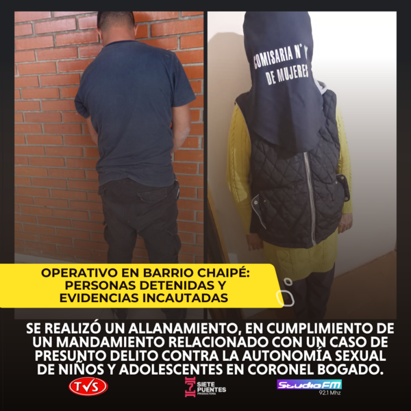 ALLANAMIENTO EN BARRIO CHAIPÉ: APREHENSIÓN DE PERSONAS E INCAUTACIÓN DE EVIDENCIAS EN INVESTIGACIÓN DE DELITO SEXUAL - TVS