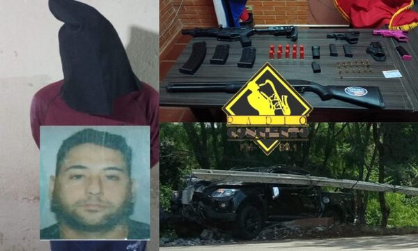 Cae con armas narco brasileño que golpeaba constantemente a su pareja, huyó de fiscalía y chocó columna
