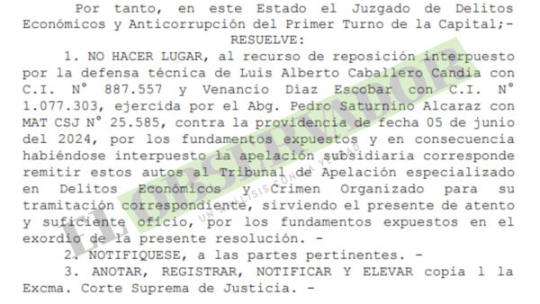 Imputación a exmiembros de Caja de Jubilaciones no viola principios procesales, señala Juez