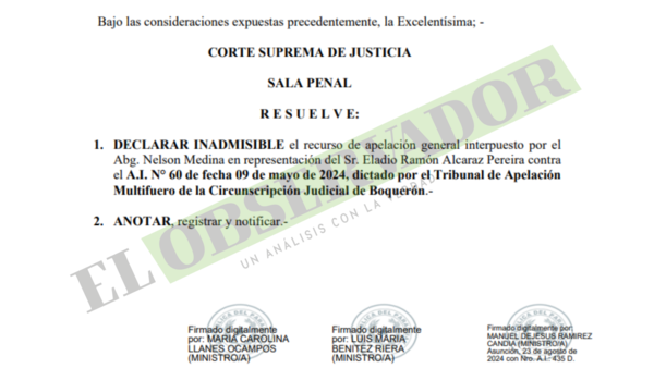 Corte declara inadmisibilidad de apelación general por no ser resolución originaria de Cámara