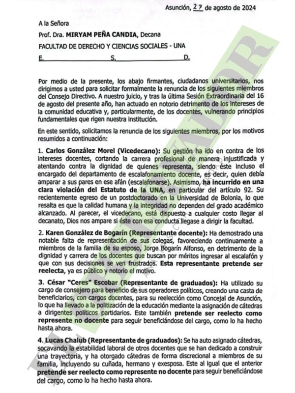 Estudiantes de Derecho UNA exigen la renuncia de miembros del Consejo Directivo